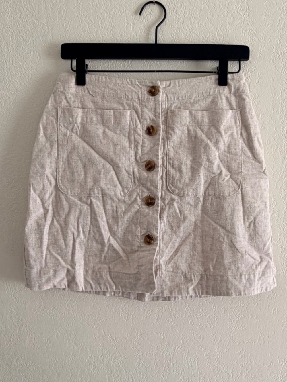 Banana Republic Linen Button Front Skirt Size 2 Neutral Tan flax
